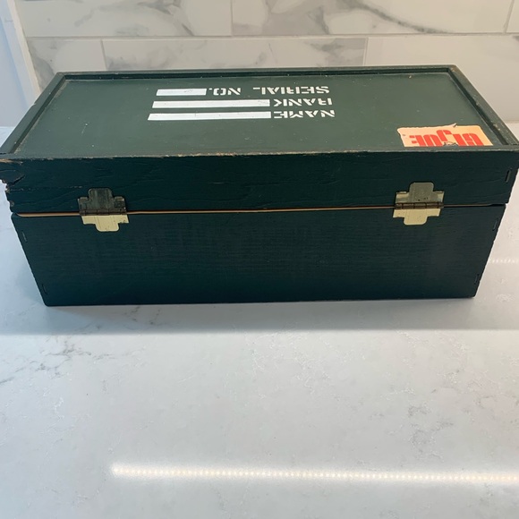 Vintage GI Joe Military Green Wood Storage Box Accessories - Picture 5 of 10